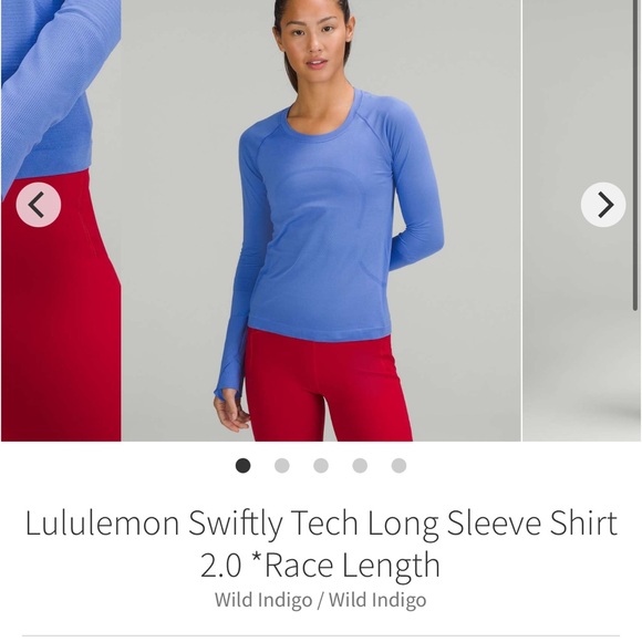 lululemon athletica Tops - Lululemon Swiftly tech Ls shirt 2.0 race length WILD INDIGO Sz 8